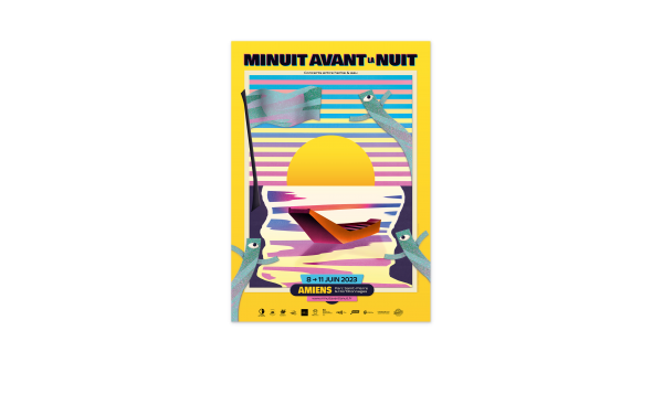 affiche pour le festival minuit avant la nuit organisé par la lune des pirates à Amiens au parc saint pierre et aux hortilonnages