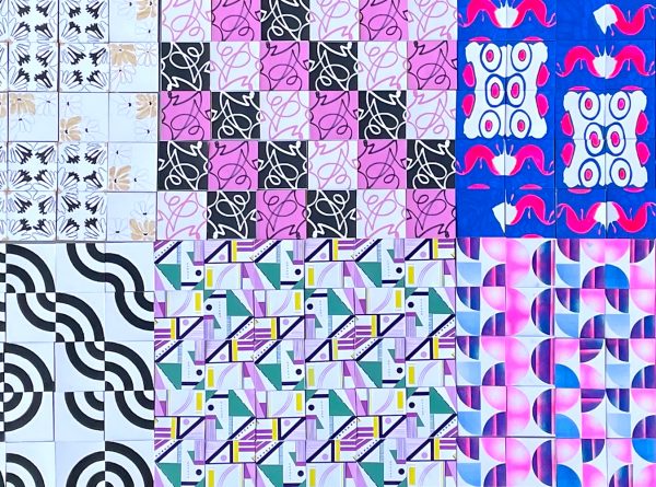 Photos prises durant le workshop The Rhythm of The Tiles à l'ÉSAD d'Amiens en 2021. Durant cette semaine France-Portugal, les étudiants ont réalisé une collection de carreaux, qui selon l'assemblage, permettait de créer différents motifs.